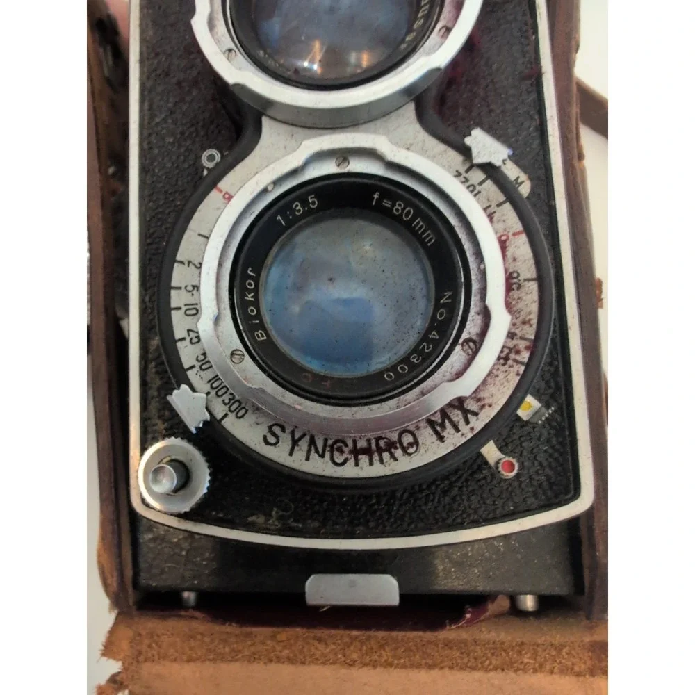 Auto Fifty Twin Lenses TLR Camera w/BIOKOR & TRI LAUSAR 80mm f3.5 LENSES Vtg